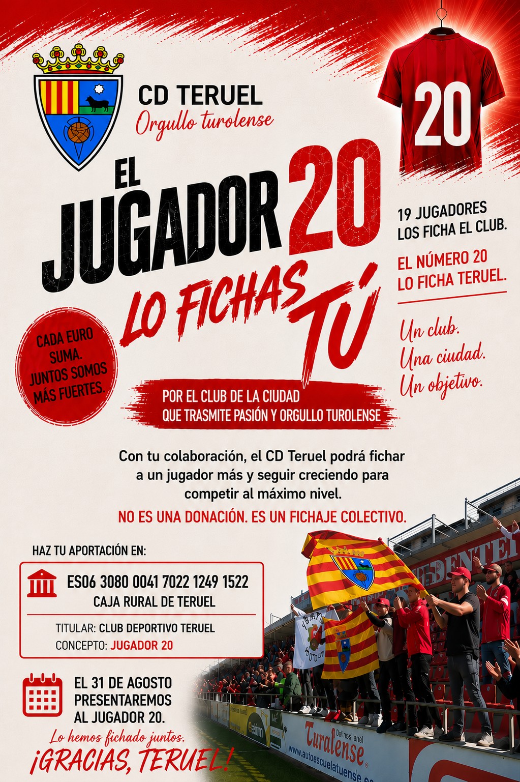 Cartel de la campaña Jugador Nº20 del CD Teruel