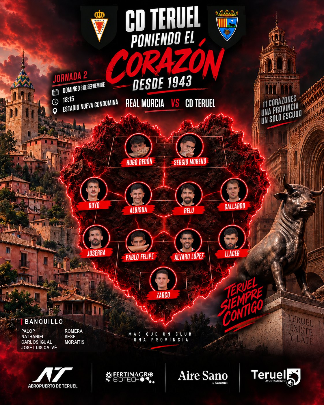 Este es el once rojillo para visitar al Real Murcia en la Nueva Condomina