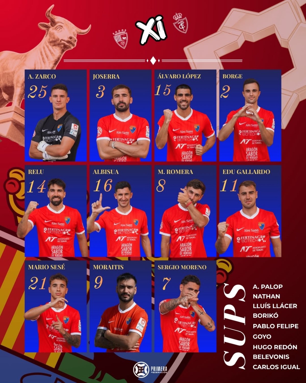 Este es el once rojillo para recibir al Real Jaén en Pinilla